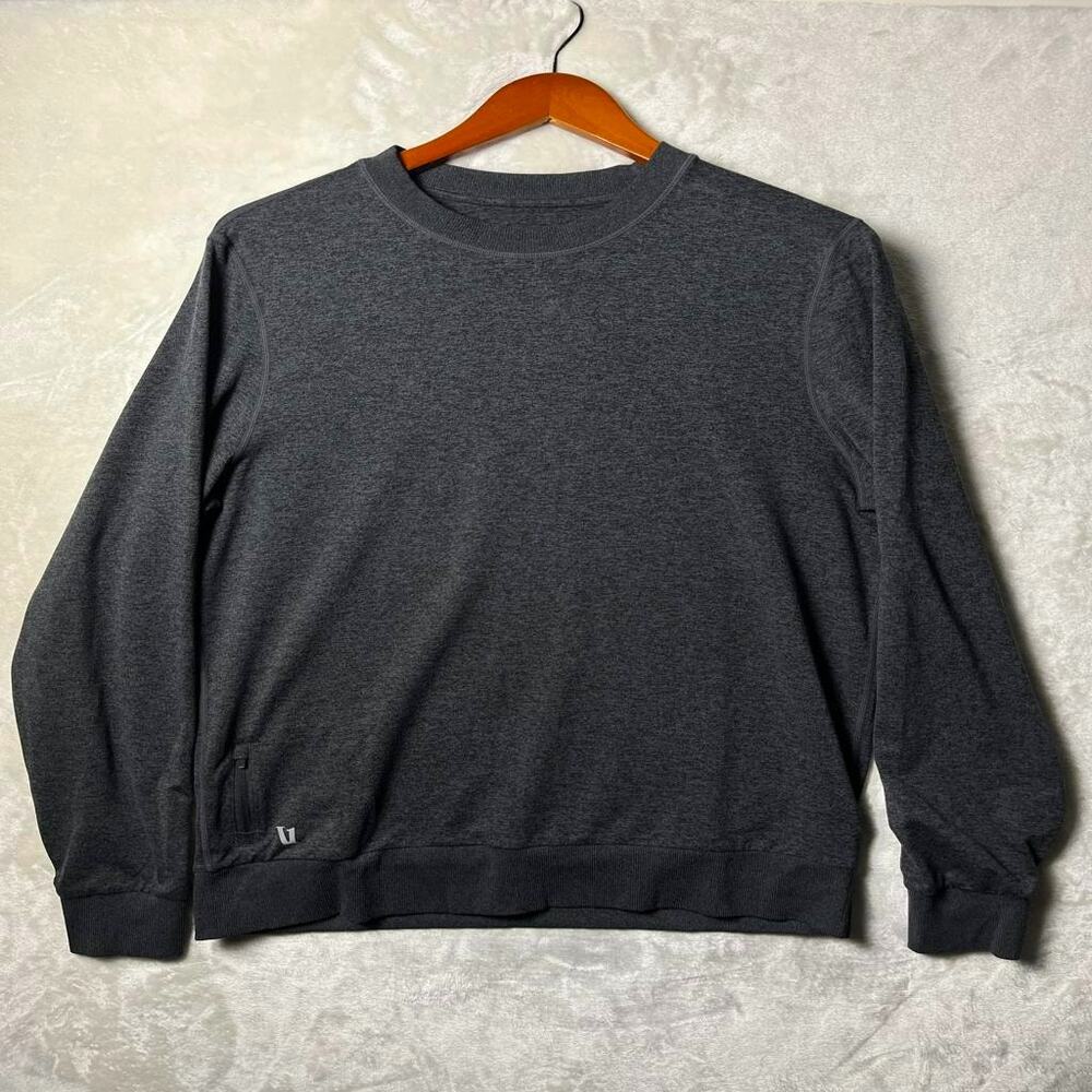 Vuori Ponto Performance Crewneck Sweatshirt Men's L Charcoal Sneaky Pocket